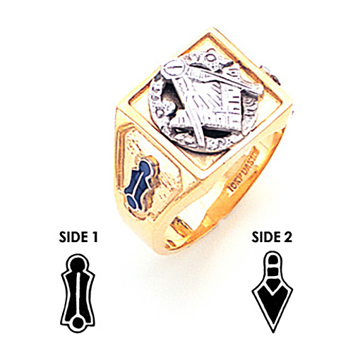 Rectangular Blue Lodge Ring - 14k Gold