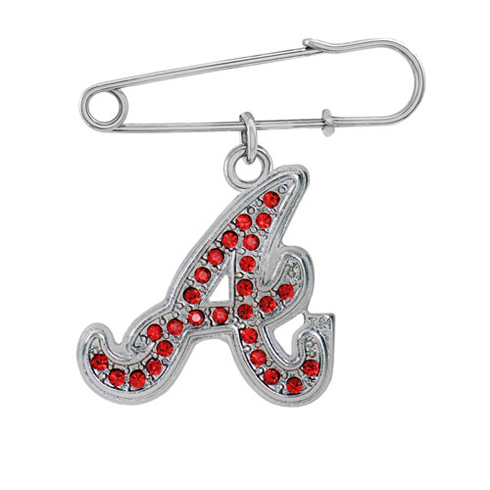 Atlanta Braves Safety Jeweled Pin Brooch