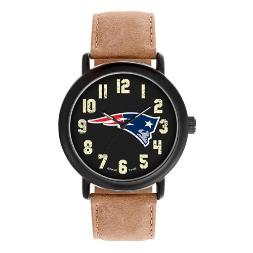 New England Patriots Throwback Leather Watch