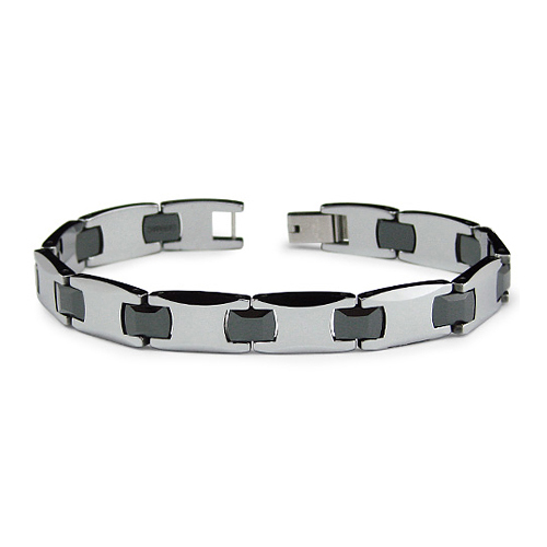 Tungsten and Ceramic 8.5in Link Bracelet TC-B12025 | Joy Jewelers