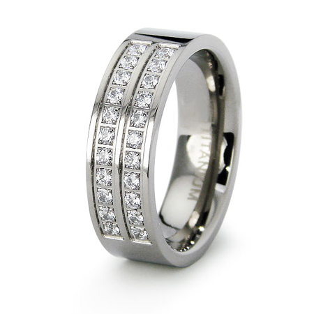 6.5mm Titanium Band with CZs TT-R20291 | Joy Jewelers