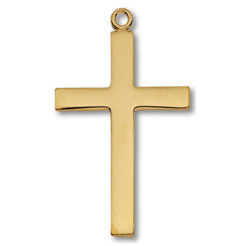 Gold Plated 1 1/2in Lord's Prayer Cross 24in Necklace CM-105