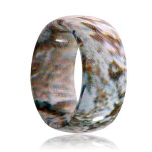 Titanium 8mm Winter Mimicry Camo Ring with Domed Center