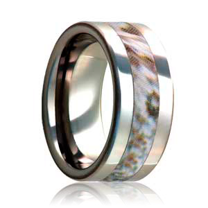 Titanium 8mm Winter Mimicry Camo Pipe Cut Ring