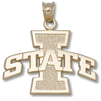 10kt Yellow Gold 5/8in I State Logo Pendant IAS015-10K | Joy Jewelers