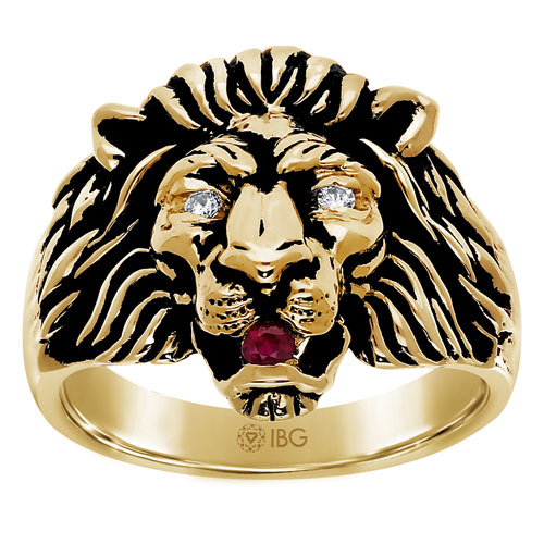 Gold Leo Band - Lion Head Ring, 3D Lion Ring – Adina Stone Jewelry