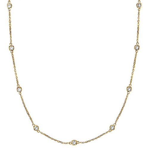 14k Yellow Gold 1/3 ct Diamond Station 18in Necklace