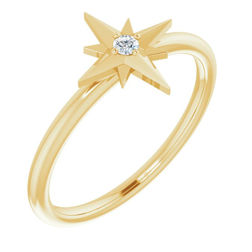 14k Yellow Gold .03 ct tw Diamond North Star Ring