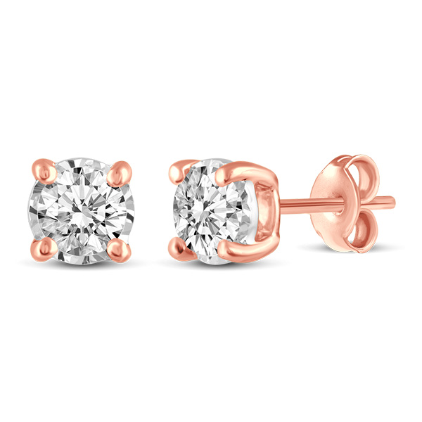 14k Rose Gold 3/4 ct tw Natural Diamond Stud Earrings KG-E0667075P