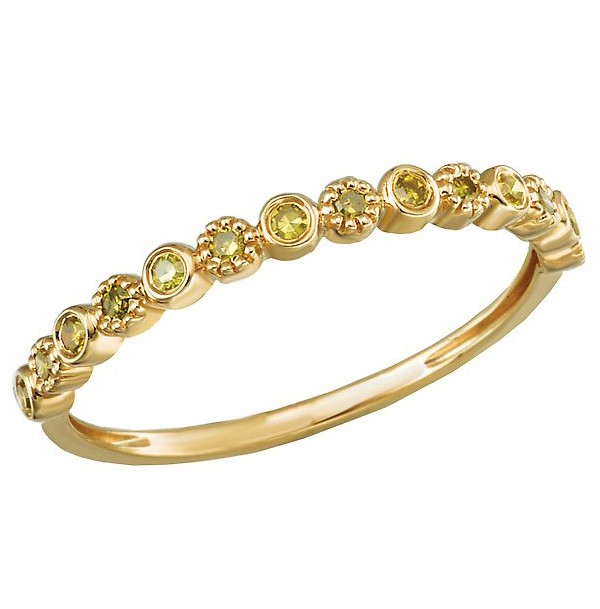 14k Yellow Gold .12 ct tw Yellow Diamond Stackable Ring