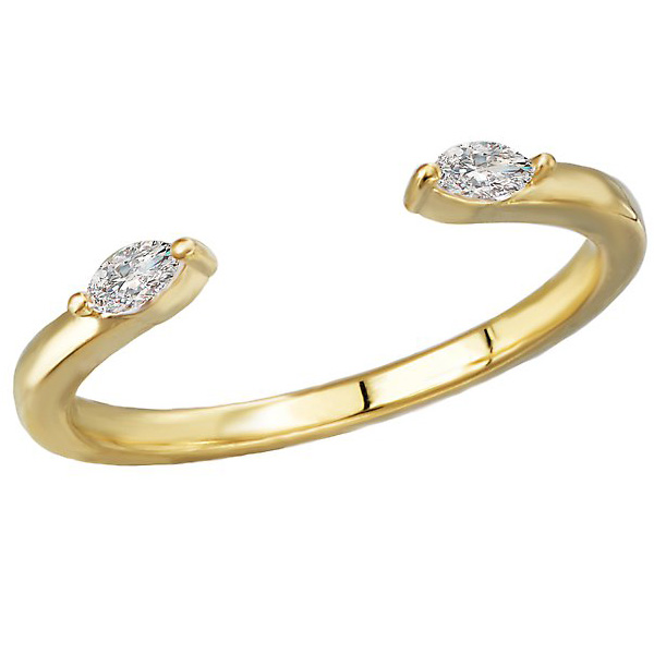 14k Yellow Gold .14 ct Marquise Diamond Cuff Ring