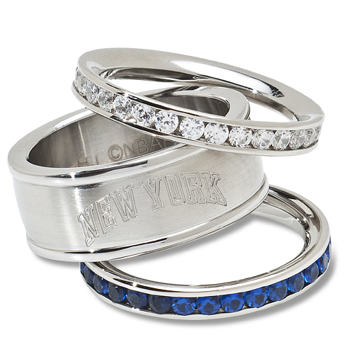 New York Knicks Crystal Stacked Rings