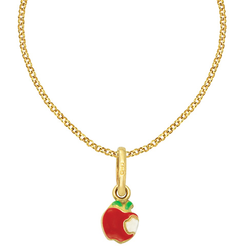 Snow White Apple Necklace - 14kt Yellow Gold