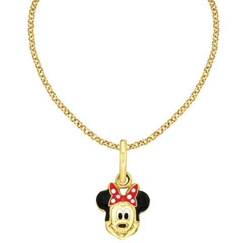 Minnie Mouse Necklace - 14kt Yellow Gold