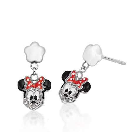 Flower Stud Earrings with Dangling Minnie - Sterling Silver LDES10-24