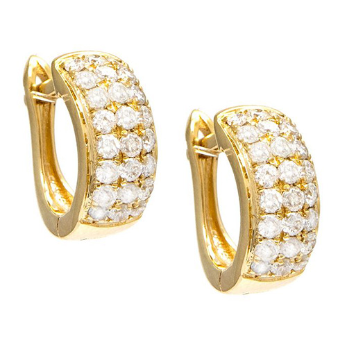 14k Yellow Gold .50 ct tw Diamond Micro Pave Hoop Earrings 