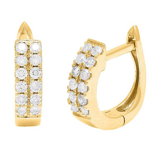 14k Yellow Gold .25 ct tw Diamond Micro Pave Hoop Earrings 