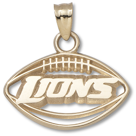 14kt Yellow Gold Detroit Lions 1/2in Pendant