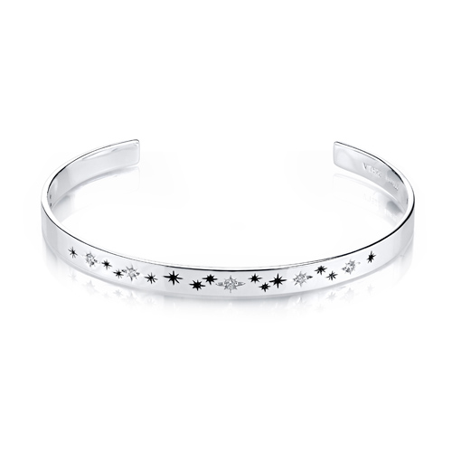 Sterling Silver Believe Cinderella Cuff Bangle 30005D | Joy Jewelers