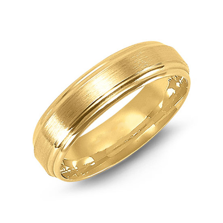 14kt Yellow Gold 6mm Satin Wedding Band with Rounded Ridges 6850YMJ