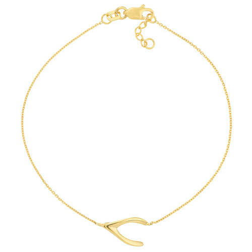 14kt Yellow Gold Wishbone Charm Bracelet