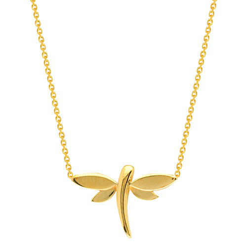 14k Yellow Gold Polished Dragonfly Necklace