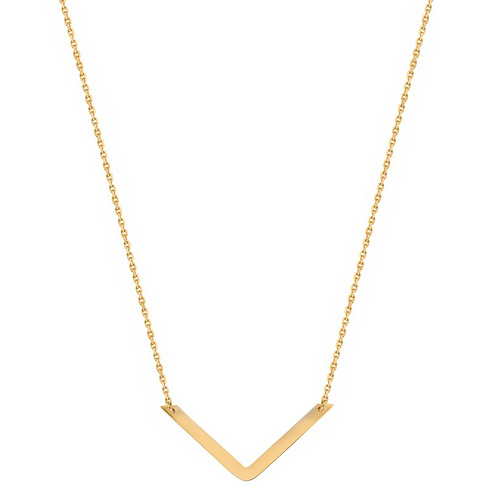 14k Yellow Gold Chevron V Necklace