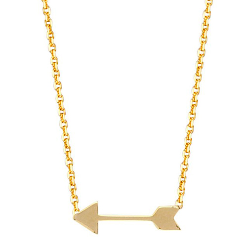 14k Yellow Gold Tiny Arrow Necklace