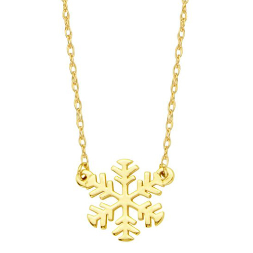 14k Yellow Gold Tiny Cut-out Snowflake Necklace