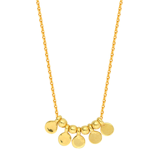 14k Yellow Gold Mini Discs and Beads Necklace