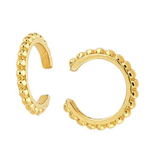 14k Yellow Gold Earring Cuffs with Bubble Texture