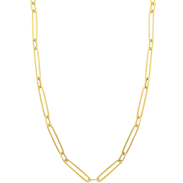 14k Yellow Gold Alternating Length Long Link Chain Necklace 20in