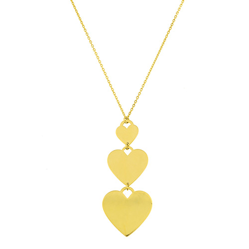 14k Yellow Gold Triple Heart Drop Necklace Y41-640730FM | Joy Jewelers