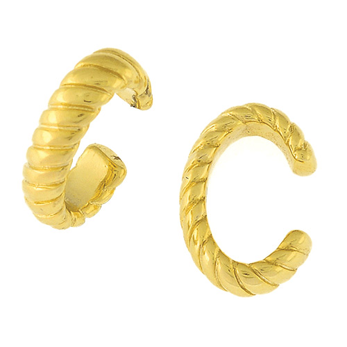 14k Yellow Gold Ear Cuffs with Rope Texture