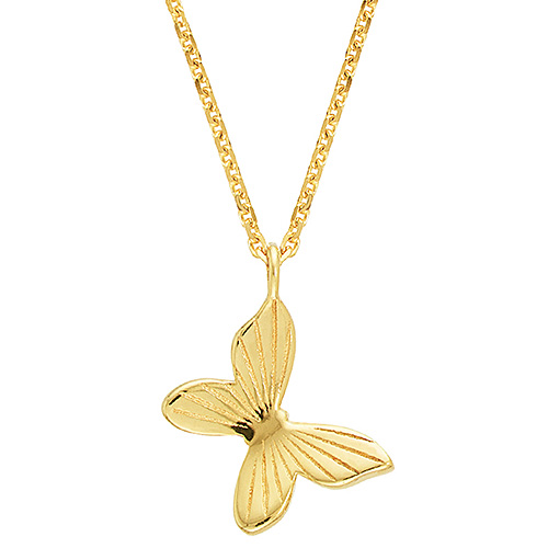 14k Yellow Gold Tiny Fluted Butterfly Necklace