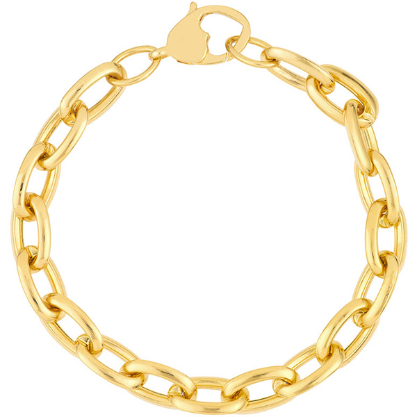14K Yellow Gold Heart Link Bracelet Women 7 Inch 