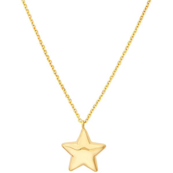 14k Yellow Gold Puffed Star Necklace