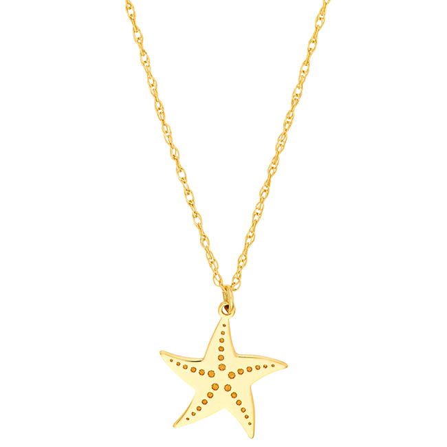 14k Yellow Gold Mini Starfish Necklace