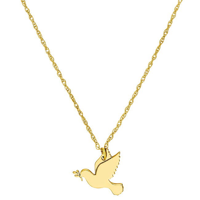 14k Yellow Gold Mini Dove Necklace