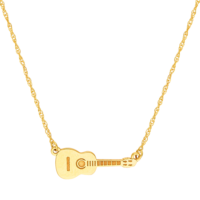 14k Yellow Gold Mini Electric Guitar Necklace