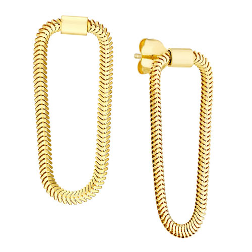 14k Yellow Gold Snake Chain Loop Earrings