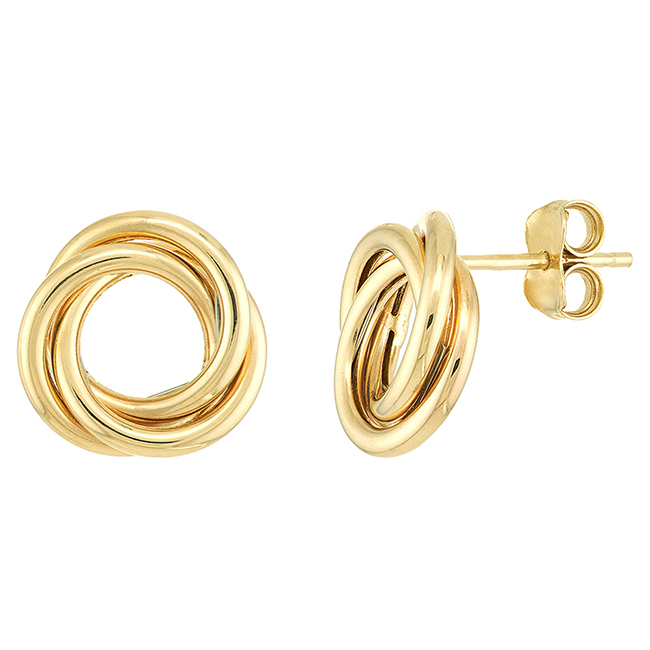 14k Yellow Gold Open Love Knot Earrings