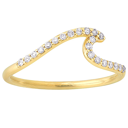 14k Yellow Gold 1/6 ct tw Diamond Wave Ring