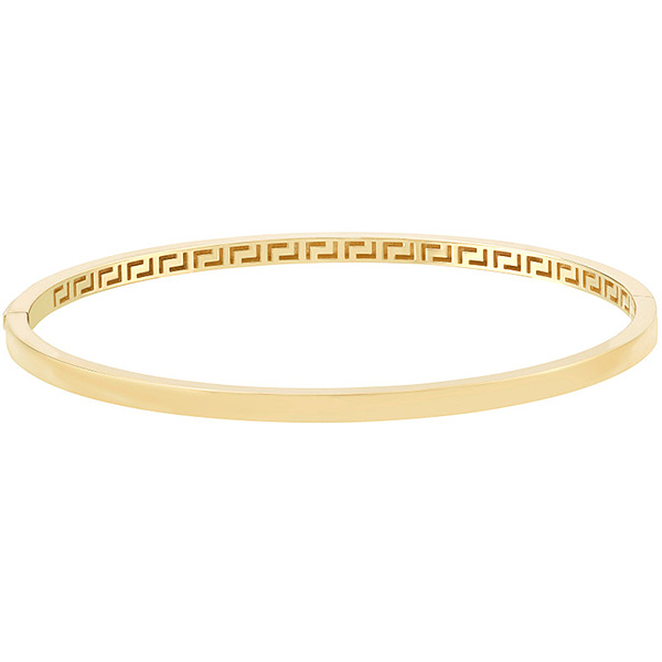 14k Yellow Gold Bangle Bracelet With Greek Key Interior