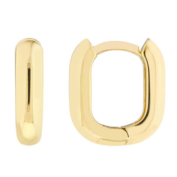 14k Yellow Gold Small Oblong Hoop Earrings 1/2in