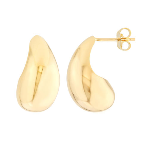 14k Yellow Gold Puffed Teardrop Pillow Earrings 3/4in