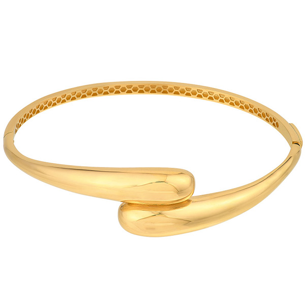 14k Yellow Gold Puffy Bypass Bangle Bracelet