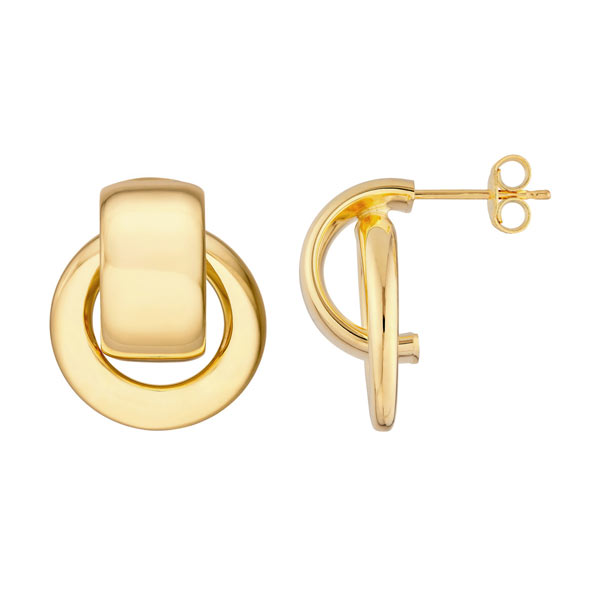 14k Yellow Gold Door Knocker Hoop Earrings 3/4in