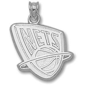 New Jersey Nets 5/8in Sterling Silver Logo Pendant