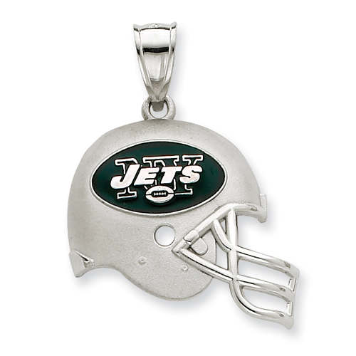 New York Jets 3/4in Sterling Silver Helmet Pendant